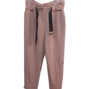 Topshop Light Pink Polyester Pants with Matching Belt Size 8